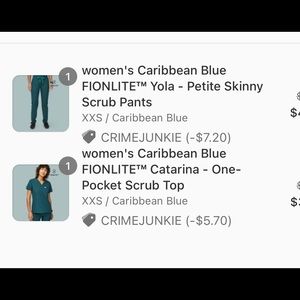 FIGS SCRUBS SELLING AS PAIR TOGETHER 2 TOP SCRUBS 2 BOTTOM SCRUBS